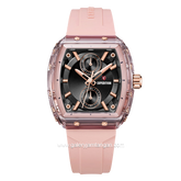 Expedition E 6814 MF Ladies Pink Dial Black Rubber Strap